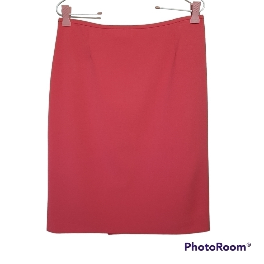 Tahari Arthur S Levine Zippered Coral Midi Skirt